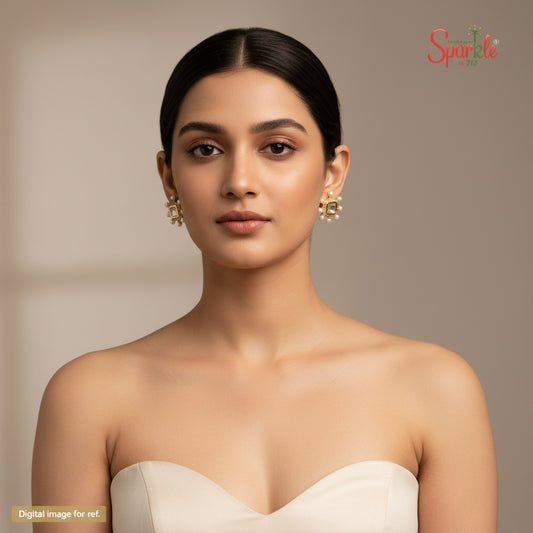 Small kundan-cz bali with pearls - SparklebyDJ