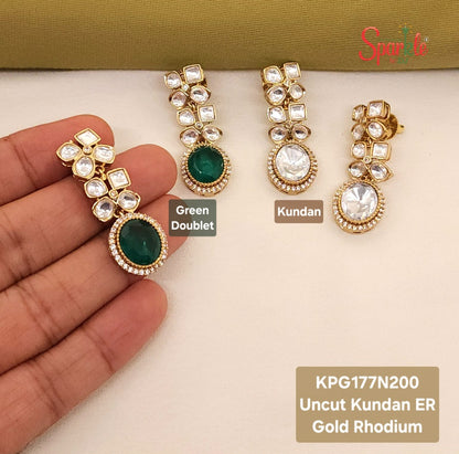 Kundan earrings with Oval semiprecious stones