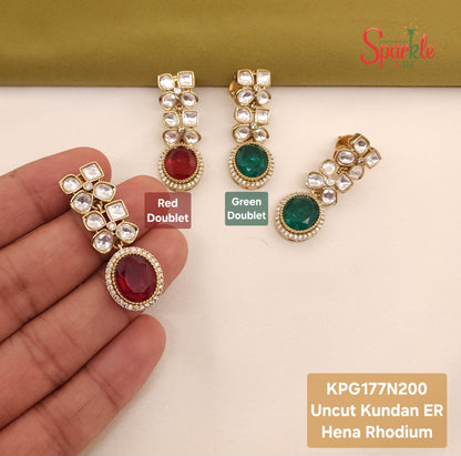 Kundan earrings with Oval semiprecious stones