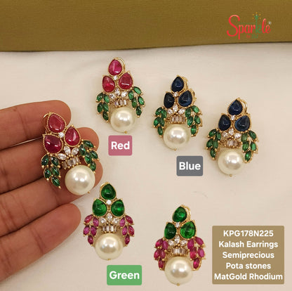 Kundan Kalash earrings with semiprecious Pota stones