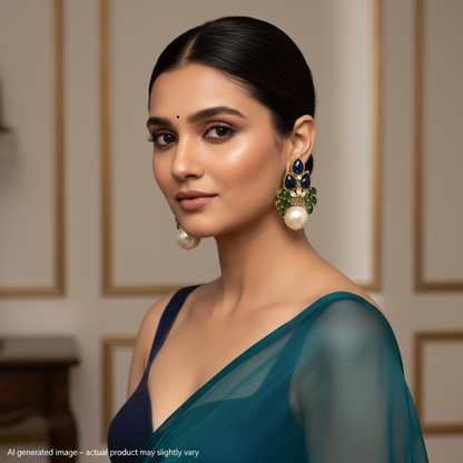 Kundan Kalash earrings with semiprecious Pota stones