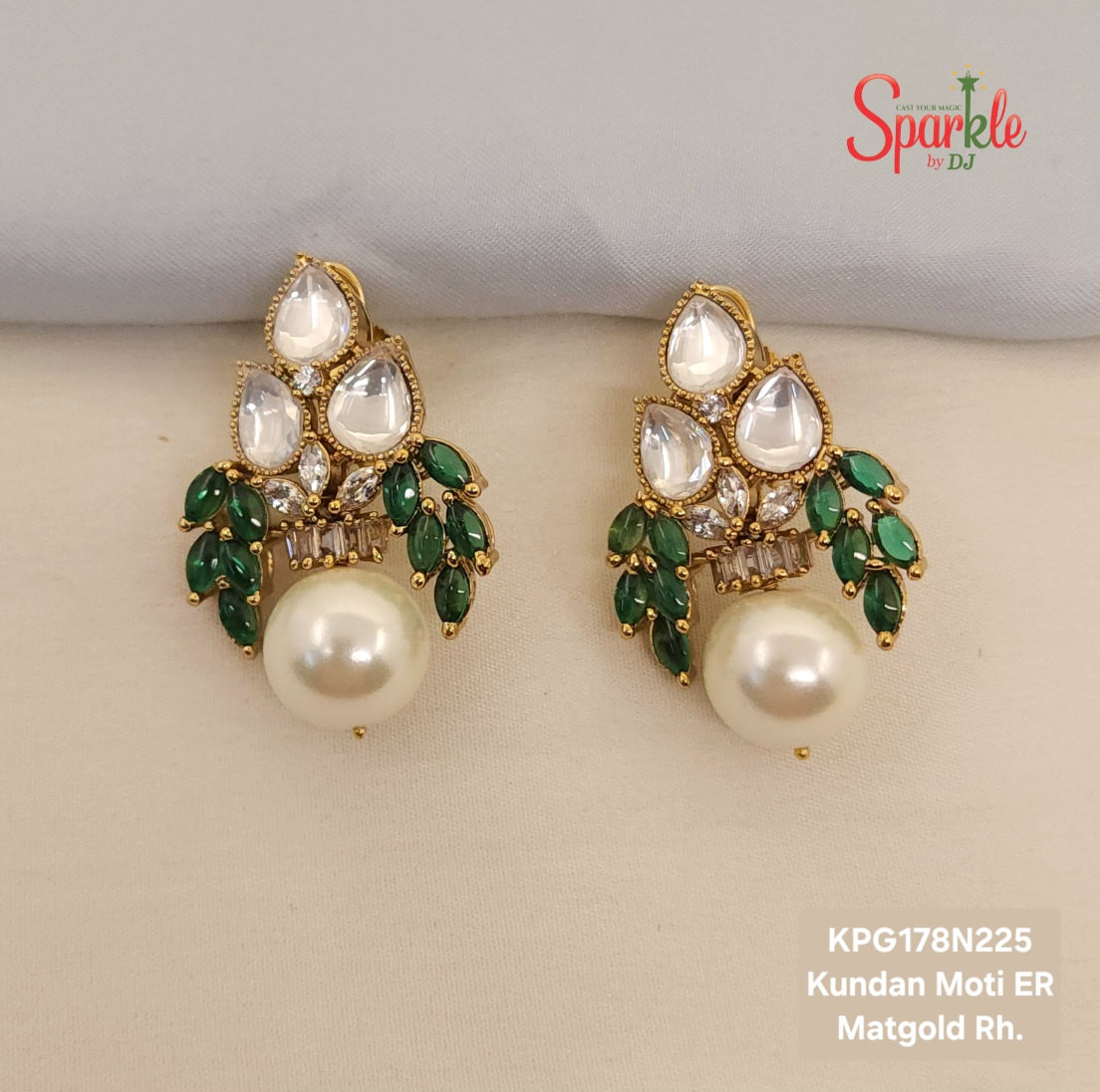 Kundan Kalash earrings with semiprecious Pota stones