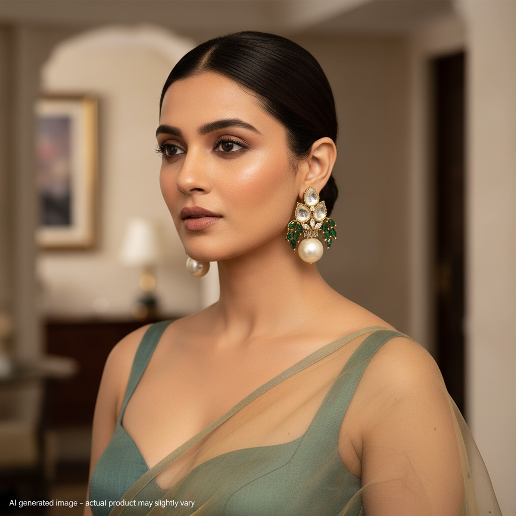 Kundan Kalash earrings with semiprecious Pota stones