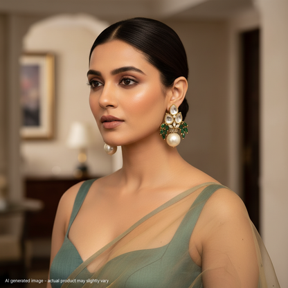 Kundan Kalash earrings with semiprecious Pota stones