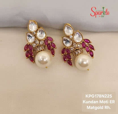 Kundan Kalash earrings with semiprecious Pota stones