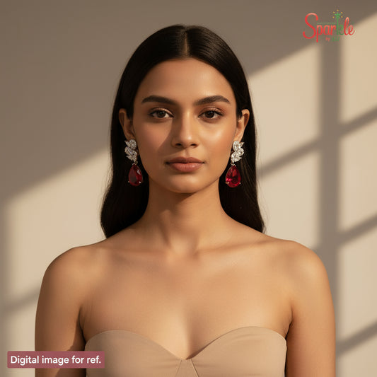 Pear drop earrings with cz cluster top - SparklebyDJ