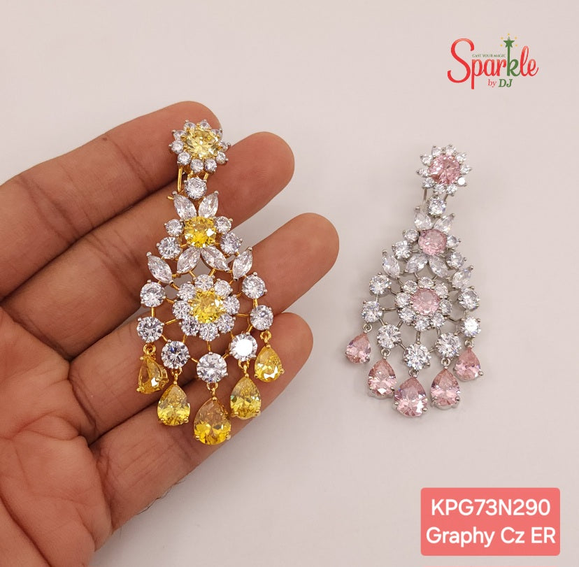 Pear drop cz chandbali earrings