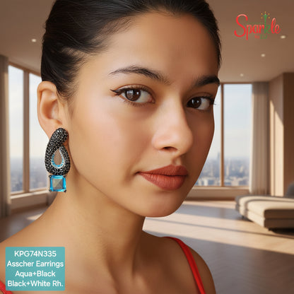 Close-up of a woman wearing a sparkling earring