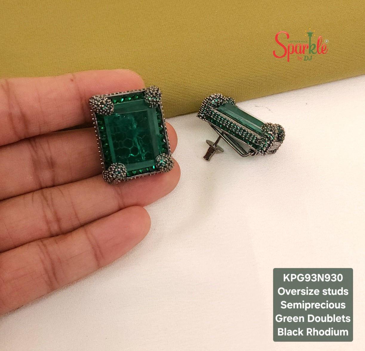 Stone-studded thick pronged studs with semiprecious stones - SparklebyDJ