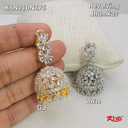 Our signature style 360 degrees cubic zirconias Revolving Jhumka