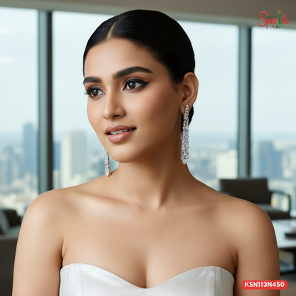 International design long cz earrings with korean octo - SparklebyDJ