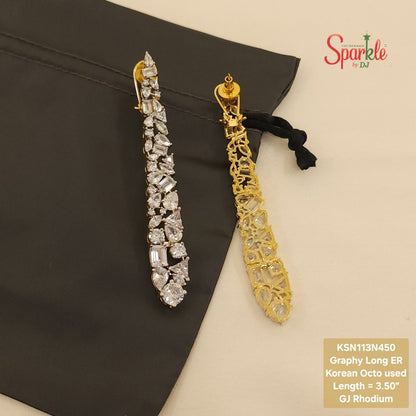 International design long cz earrings with korean octo