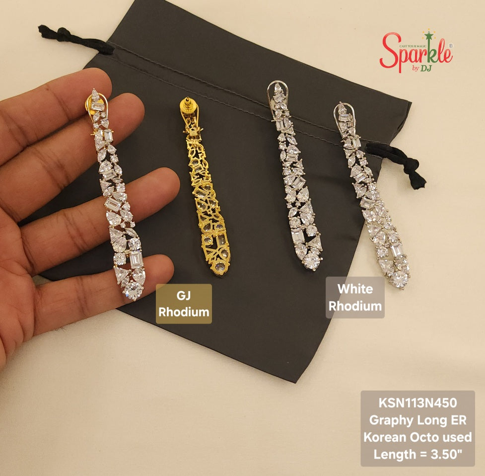 International design long cz earrings with korean octo