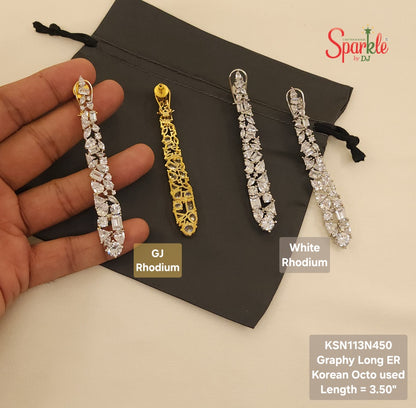 International design long cz earrings with korean octo