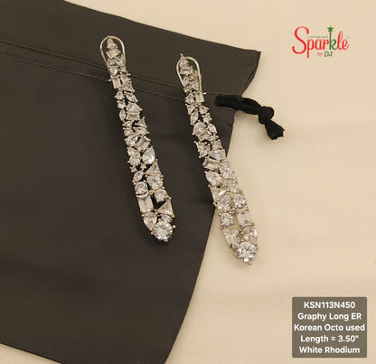 International design long cz earrings with korean octo
