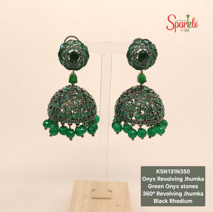 Onyx stone studded revolving jhumka