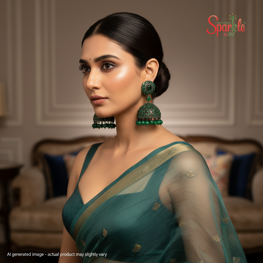 Onyx stone studded revolving jhumka
