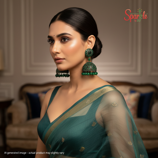 Onyx stone studded revolving jhumka