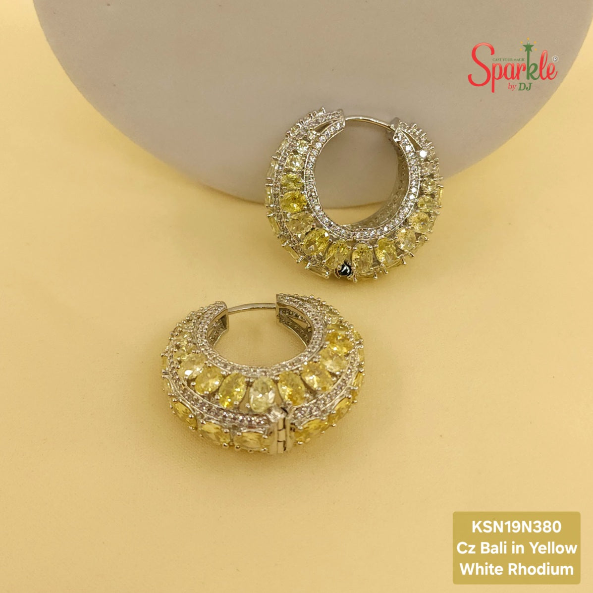 Oval Stone Round CZ Hoop Earrings