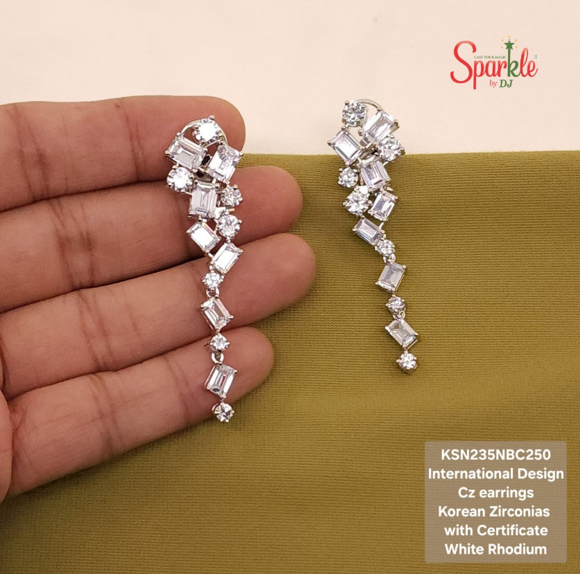 International designer Earrings embellisehed with Korean Zirconias with certificate