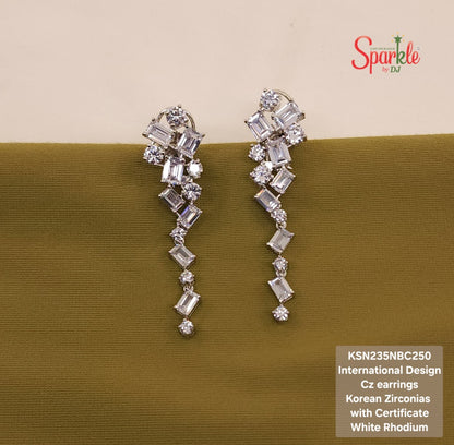 International designer Earrings embellisehed with Korean Zirconias with certificate