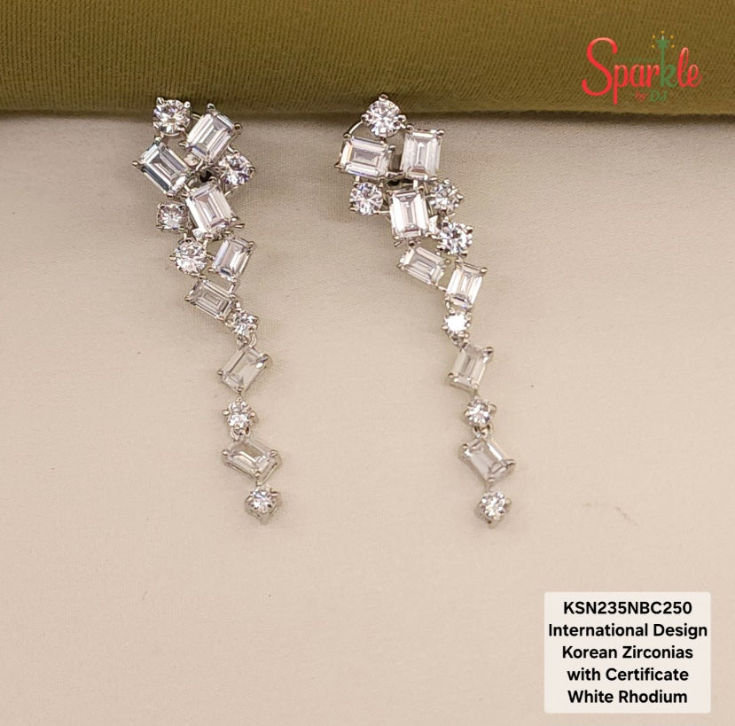International designer Earrings embellisehed with Korean Zirconias with certificate