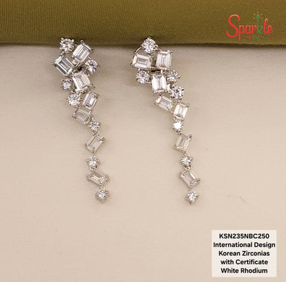 International designer Earrings embellisehed with Korean Zirconias with certificate