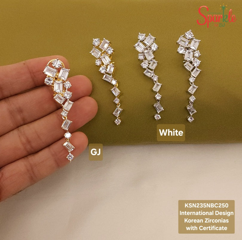 International designer Earrings embellisehed with Korean Zirconias with certificate