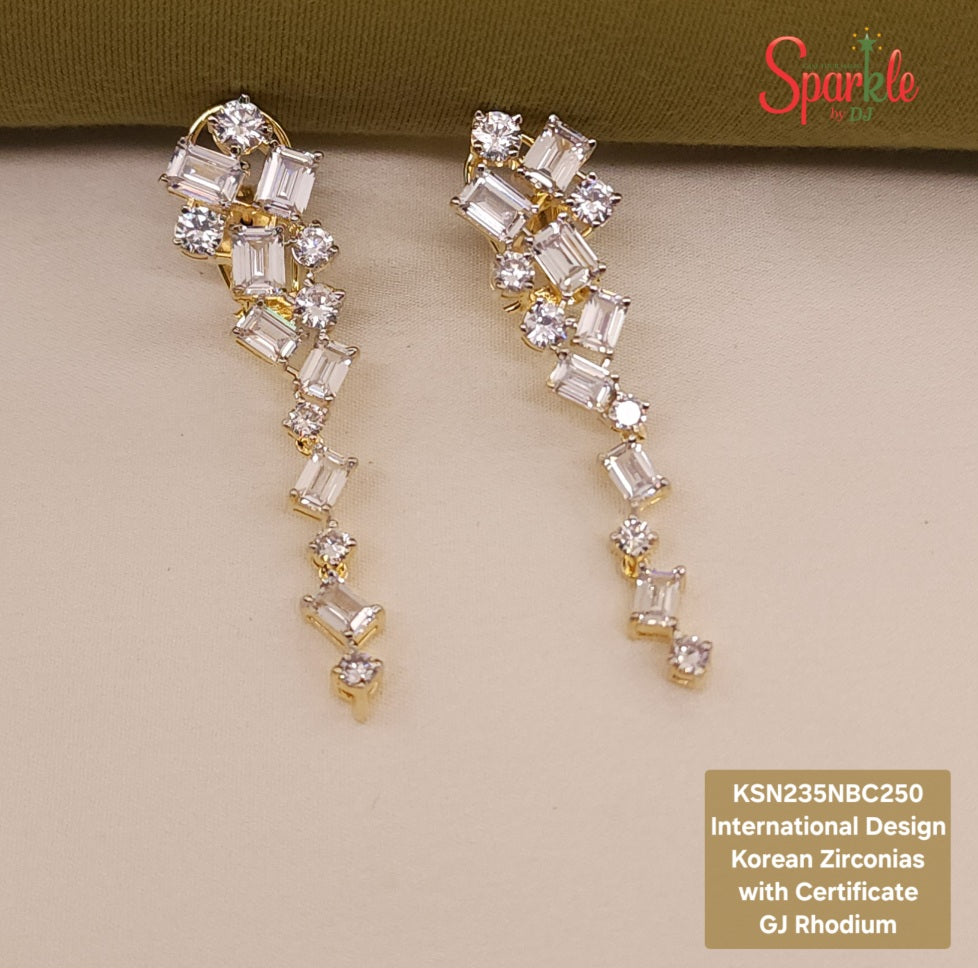 International designer Earrings embellisehed with Korean Zirconias with certificate