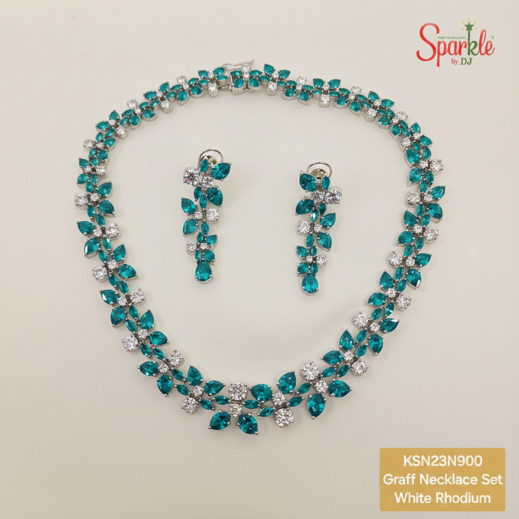 Statement Necklace Set with AAA Quality Cubic zirconias & synthetic colour stones
