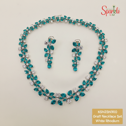 Statement Necklace Set with AAA Quality Cubic zirconias & synthetic colour stones
