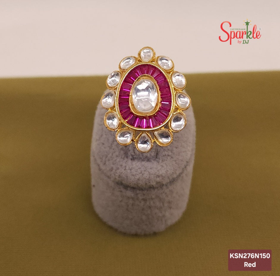 Fine Kundan Finger Rings with semiprecious stones