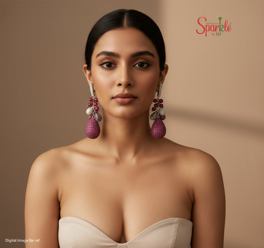 Long chunky cz earrings - SparklebyDJ