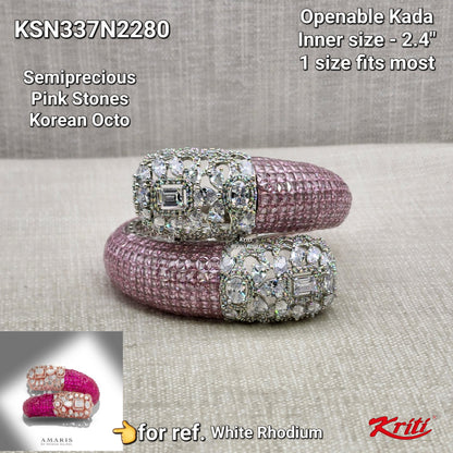 Invisible setting Openable Kada/Bracelet with Semiprecious Stones & Korean Octo Cz