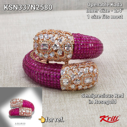 Invisible setting Openable Kada/Bracelet with Semiprecious Stones & Korean Octo Cz