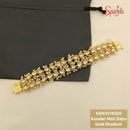 Traditional Kundan & Pearls Gajra style bracelet