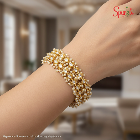 Traditional Kundan & Pearls Gajra style bracelet
