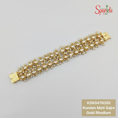 Traditional Kundan & Pearls Gajra style bracelet