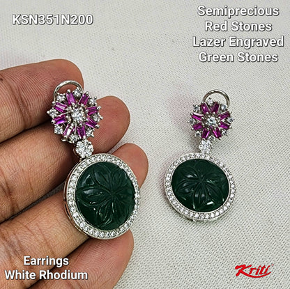 Semiprecious Red Stones Lazer Engraved Green Stones