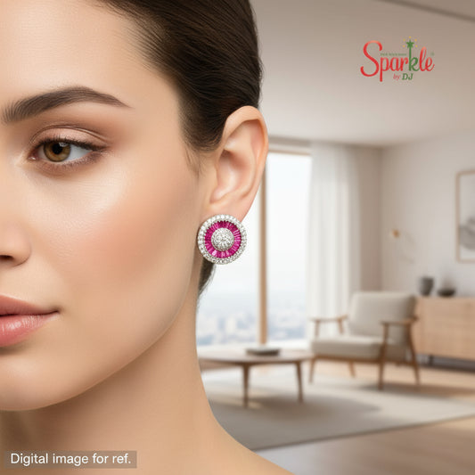 Cubic zirconia studs embellished with semiprecious stones in Invisible Setting - SparklebyDJ