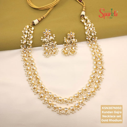 Traditional Kundan & Pearls multilayer chunky Necklace Set