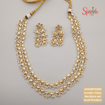Traditional Kundan & Pearls multilayer chunky Necklace Set