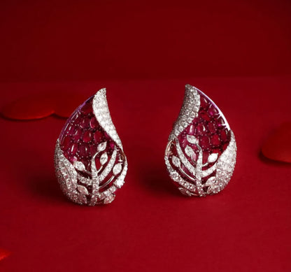Designer Pear Shaped small 3D earrings with full stones filled