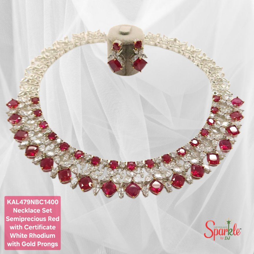 Winston Cz Necklace Set embellished with semiprecious colour stones