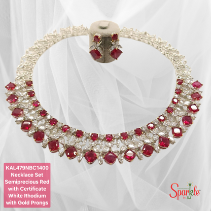 Winston Cz Necklace Set embellished with semiprecious colour stones