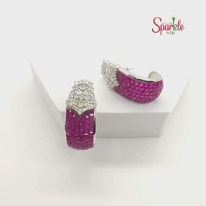 Cubic zirconia Balis embellished with semiprecious stones in Invisible Setting