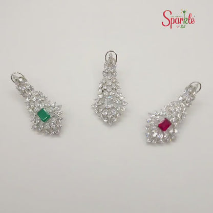 Cz dangler with octagonal semiprecious stone