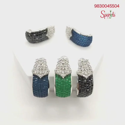 Cubic zirconia Balis embellished with semiprecious stones in Invisible Setting