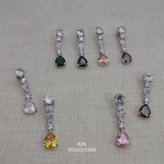 Long cubic zirconia Earrings with colour stones