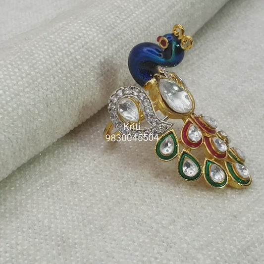 Fine Kundan Minakari Finger Ring in 24 carat gold plating